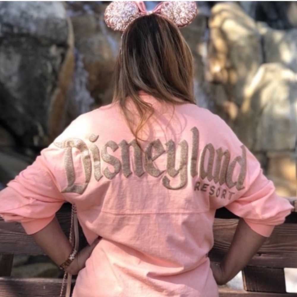 Spirit Jersey‎ Disneyland Parks Gold Glitter Peach Orange Long Sleeve Size Small